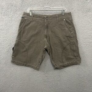 Kuhl Shorts Mens 34 Green Gray Cargo Vintage Patina Dye Hiking Outdoors Adult